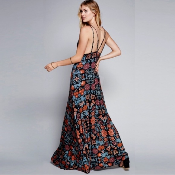 Floral Plunge Maxi DRESS Buttondown Other Days NEW - Picture 3 of 3